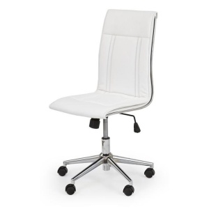 Scaun birou HM Porto, piele ecologica, baza cromata, inaltime ajustabila, rotativ, 90 kg, alb - Img 2