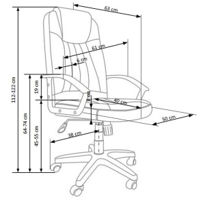 Scaun birou HM Rino, Ergonomic, Stofa, Inaltime reglabila, Mecanism balansare, 100 kg, 122x61x40 cm, Gri - Img 3