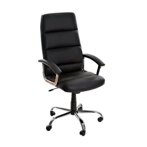 Scaun birou OFF 618, piele ecologica, mecanism balans, baza cromata, 110 kg