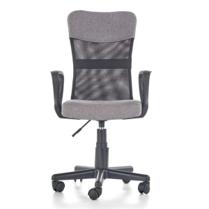 Scaun birou pentru copii cu plasa textila, HM Timmy, ergonomic, inaltime reglabila, structura polipropilena, rotativ, 120 kg, gri - Img 3