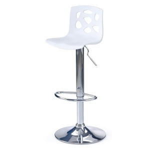 Scaun de bar HM H48, Polipropilena, Cadru Metalic, Suport picioare, Rotativ, 90 kg, alb - Img 2