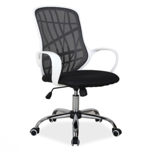 Scaun de birou cu mesh SL Dexter, cadru cromat, mecanism de balans, roti pivotante, 100 kg, alb negru - Img 1