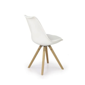 Scaun de bucatarie si living din polipropilena, HM K201, ergonomic, baza lemn masiv, tapiterie cu piele ecologica, 100 kg, alb - Img 3