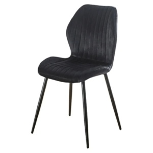 Scaun de living si bucatarie cu cadru metalic, AB104, tapiterie velvet, 89x48x43 cm,100 Kg, negru - Img 2