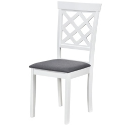 Scaun de living si bucatarie din lemn masiv Vienna, tapiterie stofa,100 kg, 94x49x40 cm, alb gri - Img 3