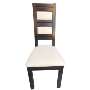 Scaun de living si bucatarie, lemn masiv fag, Eusebio, tapitat cu piele ecologica, 120 kg, 101x44x45cm, Wenge - Img 2