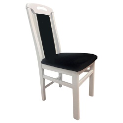 Scaun de living si bucatarie, SB Tim, din lemn masiv fag, tapiterie stofa, lacuit, 120 kg, 96x43x40 cm, Alb Negru - Img 2