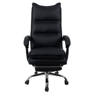 Scaun directorial AB041, piele ecologica, robust, cadru cromat, spatar rabatabil, suport picioare,120 kg, negru - Img 3