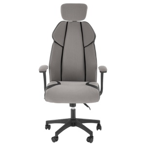 Scaun directorial HM Chrono, suport lombar, mecanism de balans, tetiera reglabila, piele ecologica stofa, 120 kg, gri negru - Img 3