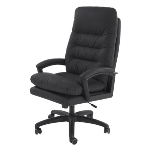 Scaun directorial HM Harbor, piele ecologica, inaltime reglabila, mecanism de balansare, perne duble, 120 kg, negru
