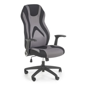 Scaun directorial HM Jofrey, gaming, tapiterie stofa, cadru polipropilena, mecanism de balans, cotiere incluse, 100 kg, gri negru - Img 1