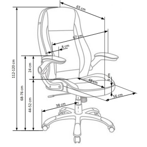 Scaun directorial HM Saturn, Cadru Polipropilena, Piele ecologica perforata, Inaltime ajustabila, Manere reglabile, Mecanism balansare, 120 Kg, Alb - Img 3