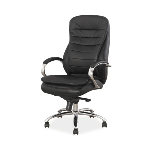 Scaun directorial SL Q154, Piele naturala, Inaltime ajustabila, Suport lombar, Mecanism Multiblock, Cadru cromat, 100 kg, Negru - Img 2