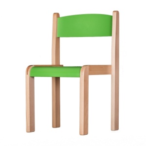 Scaun lemn gradinita Bambi, H35, verde - Img 1