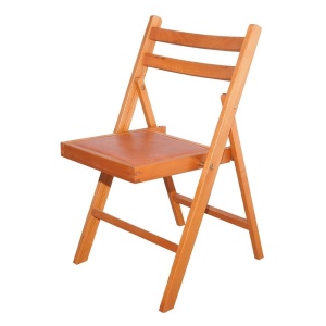 Scaun pliant lemn masiv, bucatarie si living, sezut tapitat cu piele ecologica, 100 kg, cires