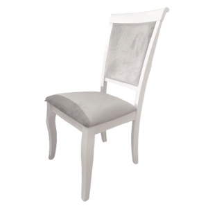 Scaun tapitat de living si bucatarie, AB Albert din lemn masiv, stofa,120 kg, 96x42x40 cm, alb gri - Img 3