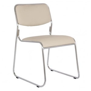 Scaun vizitator GN Emil, piele ecologica, cadru metalic cromat, stivuibil, 100 kg