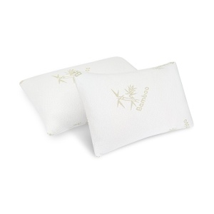 Set 2 perne bambus memory foam, 50x70 cm, husa detasabila lavabila la 40 C