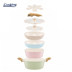 SET 8 PIESE DIN ALUMINIU FORJAT MARBELLA MULTICOLOR, COOKING BY HEINNER - Img 3