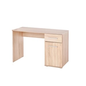Set birou HM Lima B1, cu usa si sertar, PAL melaminat, 120x55x75 cm, stejar sonoma si scaun HM Gonzo 4, stofa tip catifea, mecanism de balans, cadru cromat, 90 kg, verde - Img 3