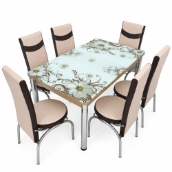 Set masa extensibila cu 6 scaune 215 - model floral - Img 2
