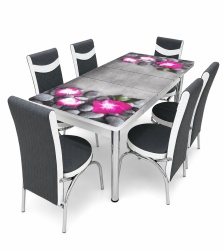 Set masa extensibila cu 6 scaune 798 - flori de lotus - Img 2