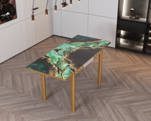 Set masa extensibila cu 6 scaune Emerald Green Marble – Eleganta si confort pentru casa ta - Img 3