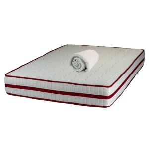 Set Saltea ortopedica, cu arcuri, Roza Super Lux Ortopedic 140x200x25cm, fermitate mediu-tare, plasa arcuri Bonell, fara vara-iarna, banda de aerisire spaceair, greutate maxima sustinuta 100 kg utilizator, Salt Confort, husa matlasata antialergica