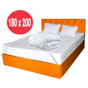 Set Saltea ortopedica Jupiter Memory One 180x200x24cm cu spuma poliuretanica, memory foam 4 cm, husa hipoalergenica, fermitate mediu-tare, Pachet textile Avantaj cu 2 perne matlasate 50x70cm, lavabile la 60 C, husa antialergica, pilota iarna, 200x200cm - Img 3