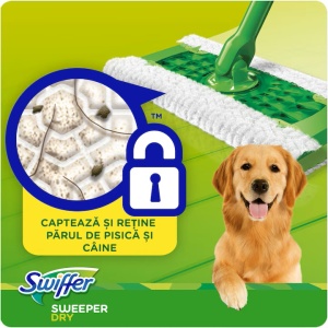 Swiffer, Set mop plat si rezerve, 3 rezerve umede, 8 rezerve uscate, Verde - Img 4