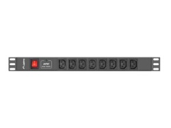 Unitate distributie alimentare PDU 19", 1U, 16A, 8 prize IEC C13, negru, C20