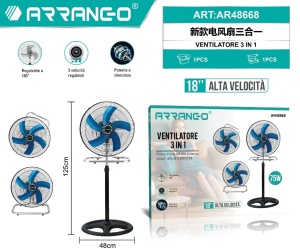 Ventilator 3in1 multifunctional 75W – stativ, perete si masa, 3 viteze, diametru 48 cm - Img 2