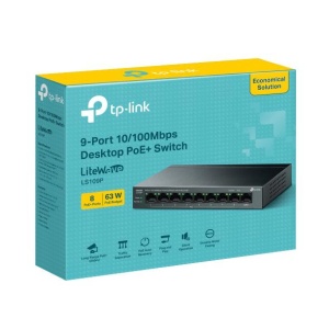 "9-Port 10/100 Mbps Desktop Switch with 8-Port PoE+ PORT: 8× 10/100 Mbps PoE+ Ports, 1× 10/100 Mbps Non-PoE Port SPEC: 802.3at/af, 63 W PoE Power, Desktop Steel Case FEATURE: Extend Mode for 250m PoE Transmitting, Isolation Mode, PoE Auto Recovery, Plug - Img 2