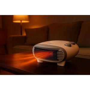Aeroterma de podea, 2000 W, 2 trepte incalzire, aer cald / rece, termostat reglabil, Alb - Img 2