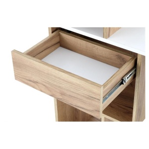 Birou HM Conti, rafturi, sertar, PAL melaminat, 122x57x90 cm, stejar auriu alb - Img 3