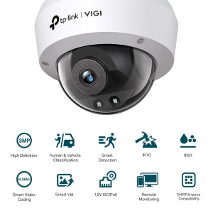 Camera IP Dome TP-Link VIGI C230I(4MM), 3MP, Lentila 4mm, IR 30ml, rezolutie video 2304 × 1296, H.265+/H.265/H.264+/H.264, - Img 2