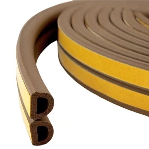 Cheder autoadeziv, profil D, etansare usi si ferestre, 9 mm x 6 mm x 6 m, Maro