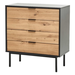 Comoda living HM Murano KM2, MDF Furniruit, cu 4 sertare, stejar artizanal negru - Img 2