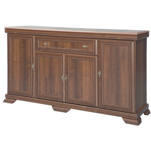 Comoda living si dormitor, VM4, 4 usi, un sertar, Pal melaminat, cu insertii MDF, Nuc - Img 3