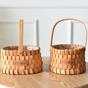 Cos bambus impletit 16 cm nature – decoratiuni florale si aranjamente naturale - Img 4