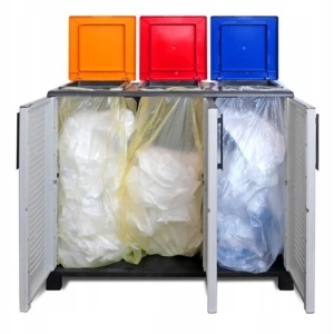 Cos gunoi selectiv cu 3 compartimente, 90 x 102 x 37 cm, F100/EColor - Img 2