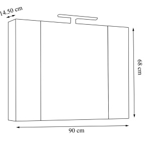 Dulap baie cu oglinda Celine, PAL, iluminare led, 90 cm, 2 usi, 3 rafturi, soft close, alb - Img 3