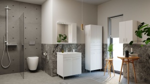Dulap baie tip coloana GN0081, MDF, 4 rafturi, 4 usi, 2 sertare, picioare reglabile, 60x31.6x180 cm - Img 2