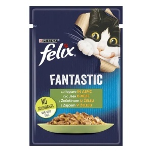 Hrana umeda pentru pisici, Iepure, in aspic, Felix Fantastic, Purina, 85 g
