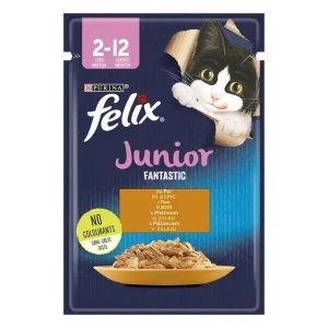 Hrana umeda pentru pisici, Pui, in aspic, Junior, Felix Fantastic, Purina, 85 g