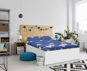 Lenjerie Vanora de pat king size Microfibra Blue Daisy - Img 4