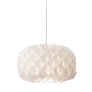 Lustra cu ornamente din polipropilena, 1 x E27, max 9W, abajur 36 x 28 cm, Alb, Bossram