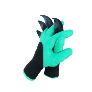 Manusi cu gheare pentru gradinarit – Material rezistent la apa si zgarieturi, culoare negru/verde - Img 2