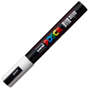 Marker Posca PC-5M varf rotund, 1.8 - 2.5 mm, Alb - Img 1