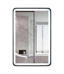 Oglinda baie, iluminare LED, senzor touch, functie dezaburire si ceas, 60 x 90 cm